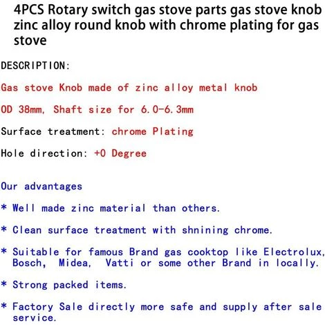 GALOZZOIT 4 Pcs Commutateur Rotatif Bouton De Pièces D'Réchaud à Gaz Réchaud à Gaz En Alliage De Zinc Poignée Ronde Avec Revêtement Chromé Pour Réchaud à Gaz 4 GALOZZOIT 4 Pcs Commutateur Rotatif Bouton De Pièces D'Réchaud à Gaz Réchaud à Gaz En Alliage De Zinc Poignée Ronde Avec Revêtement Chromé Pour Réchaud à Gaz – Image 2