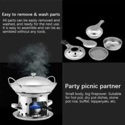 OCXIN 2 Pcs Portable Mini Réchaud À Alcool Coupe-Vent En Acier Inoxydable Brûleur À Alcool Réchauds De Camping Pour Le Camping En Plein Air Randonnée Cuisson Thé Café Boissons Chaudes -Pas Cher Réchaud Boutique 66859905 4