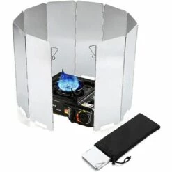 AOUGO Pare-brise Pour Réchaud De Camping 10 Assiettes Pliable Pour Réchaud à Gaz Pare-brise Léger Pour Réchaud De Camping Avec Sac à Cordon Pour Réchauds De Camping Et Réchauds à Butane