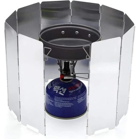 AOUGO Pare-brise Pour Réchaud De Camping 10 Assiettes Pliable Pour Réchaud à Gaz Pare-brise Léger Pour Réchaud De Camping Avec Sac à Cordon Pour Réchauds De Camping Et Réchauds à Butane 4 AOUGO Pare-brise Pour Réchaud De Camping 10 Assiettes Pliable Pour Réchaud à Gaz Pare-brise Léger Pour Réchaud De Camping Avec Sac à Cordon Pour Réchauds De Camping Et Réchauds à Butane – Image 2