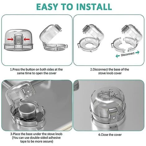 DONTODENT Le Bouton Du Four à Gaz Pour Bébé à Double Clé Couvre La Protection De La Cuisinière Transparente 6 DONTODENT Le Bouton Du Four à Gaz Pour Bébé à Double Clé Couvre La Protection De La Cuisinière Transparente – Image 4