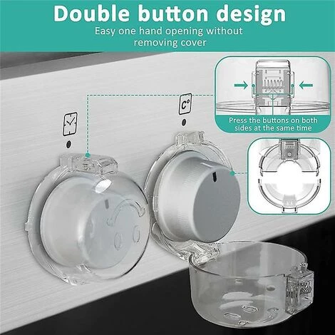 DONTODENT Le Bouton Du Four à Gaz Pour Bébé à Double Clé Couvre La Protection De La Cuisinière Transparente 7 DONTODENT Le Bouton Du Four à Gaz Pour Bébé à Double Clé Couvre La Protection De La Cuisinière Transparente – Image 5