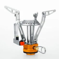 TANCYCO Réchaud De Camping Portable Mini Réchaud Allumage Vanne Ajustable Randonnée En Plein Air Randonnée Cuisson (Argent)