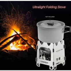 TANCYCO Réchaud De Camping En Plein Air Portable Ultraléger Pliant En Acier Inoxydable Réchaud à Bois Réchaud à Alcool De Poche Avec Plateau à Alcool Camping Pêche Randonnée Sac à Dos HWL-06 -Pas Cher Réchaud Boutique 67555025 2