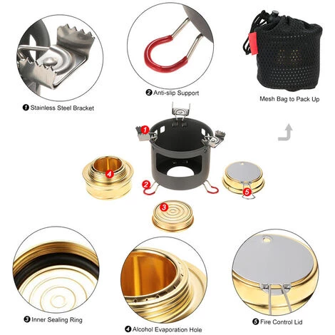 TANCYCO Camping Outdoor Spirit Brûleur à Alcool Réchaud De Camping Ensemble De Support Pour Réchaud à Alcool 5 TANCYCO Camping Outdoor Spirit Brûleur à Alcool Réchaud De Camping Ensemble De Support Pour Réchaud à Alcool – Image 3