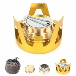 ENLENK Mini Brûleur à Alcool, Portable En Alliage D'aluminium En Laiton, Mini Réchaud à Alcool Pour Camping, Randonnée, Sac à Dos -Pas Cher Réchaud Boutique 67680538 3