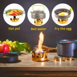 ENLENK Mini Brûleur à Alcool, Portable En Alliage D'aluminium En Laiton, Mini Réchaud à Alcool Pour Camping, Randonnée, Sac à Dos -Pas Cher Réchaud Boutique 67680538 4