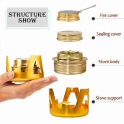 ENLENK Mini Brûleur à Alcool, Portable En Alliage D'aluminium En Laiton, Mini Réchaud à Alcool Pour Camping, Randonnée, Sac à Dos -Pas Cher Réchaud Boutique 67680538 5